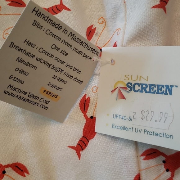 Kaya's Kloset Handmade Lobster Sun Hat NWT (a2p) - Picture 2 of 4